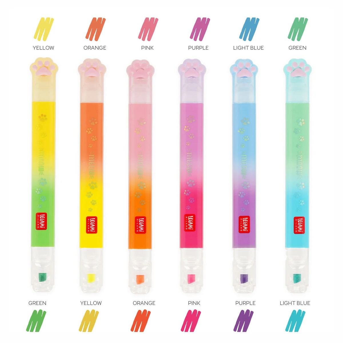 Legami Meow Set of 6 Dual-Tip Highlighters