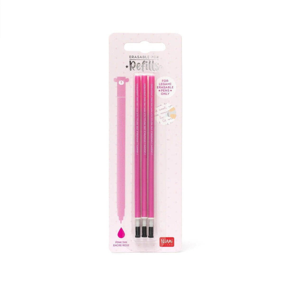Legami erasable pen refills, pink ink