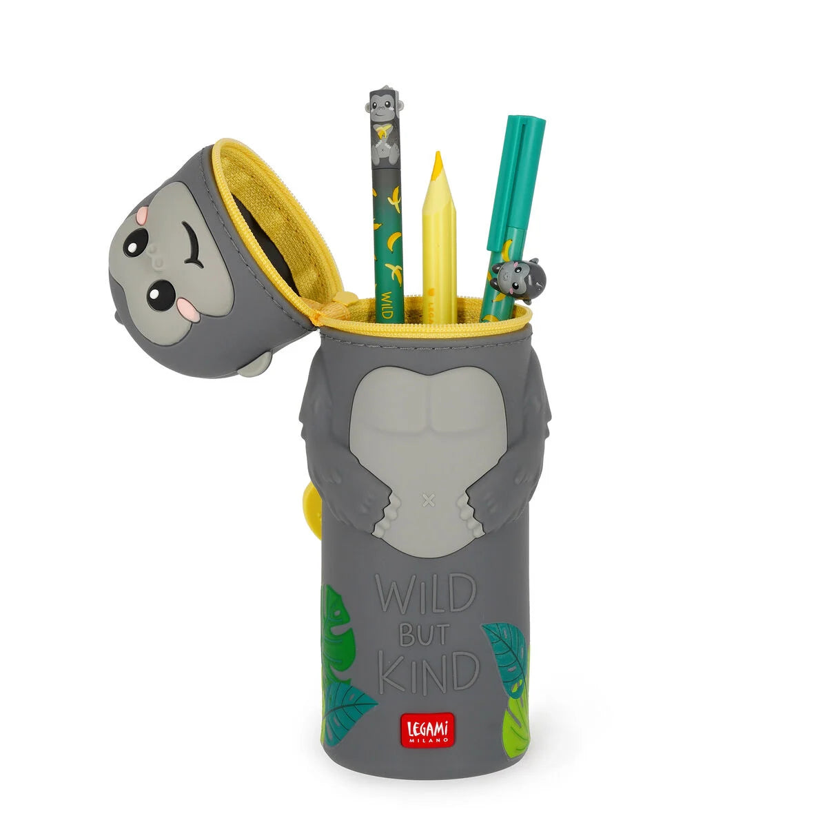 Legami Kawaii 2-In-1 Silicone Pencil Case - Wild But Kind
