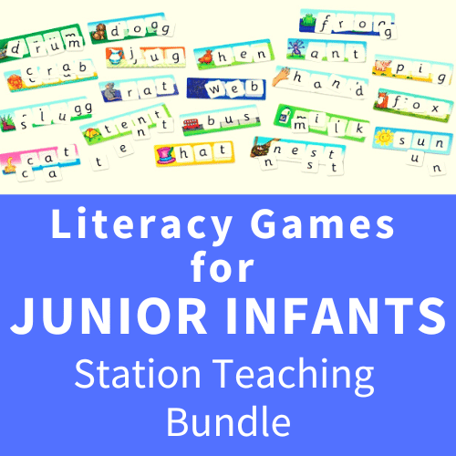 Literacy Games for Junior Infants English Station Teaching Bundle