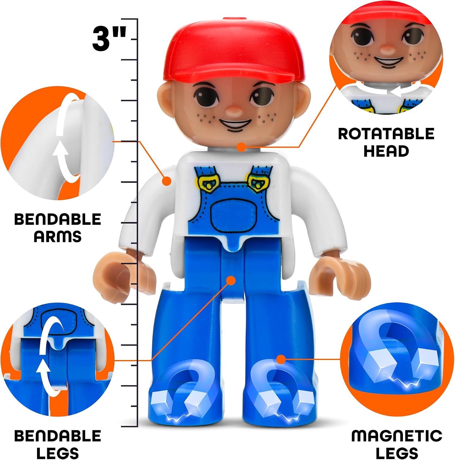 Playmags Large Magnetic Figures Community Set, 15 Pieces, 7.6 cm Toy People, Magnetic Toy Building Blocks