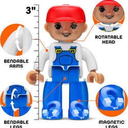 Playmags Large Magnetic Figures Community Set, 15 Pieces, 7.6 cm Toy People, Magnetic Toy Building Blocks