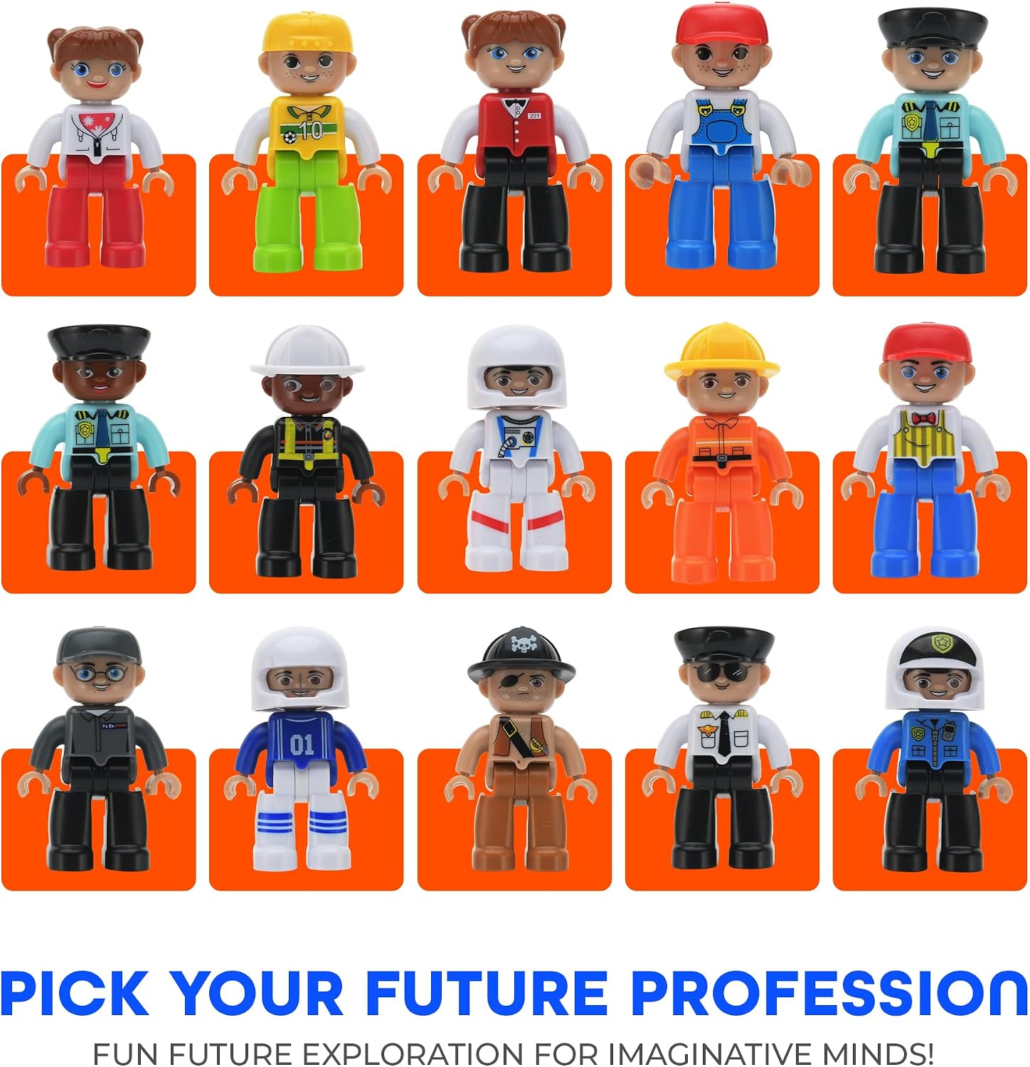 Playmags Large Magnetic Figures Community Set, 15 Pieces, 7.6 cm Toy People, Magnetic Toy Building Blocks
