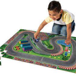Puzzle & Play: Race Day - Floor Jigsaw Puzzle - Includes 3 Wooden Vehicles