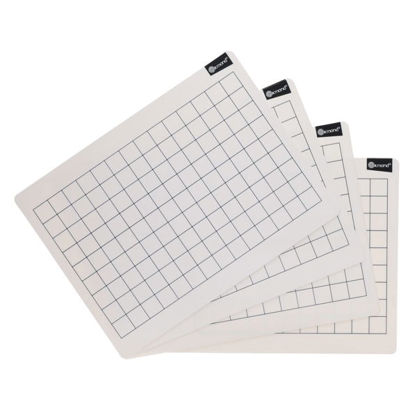 Dry Wipe Boards - 2cm Grid, 228x305mm - Pack of 10