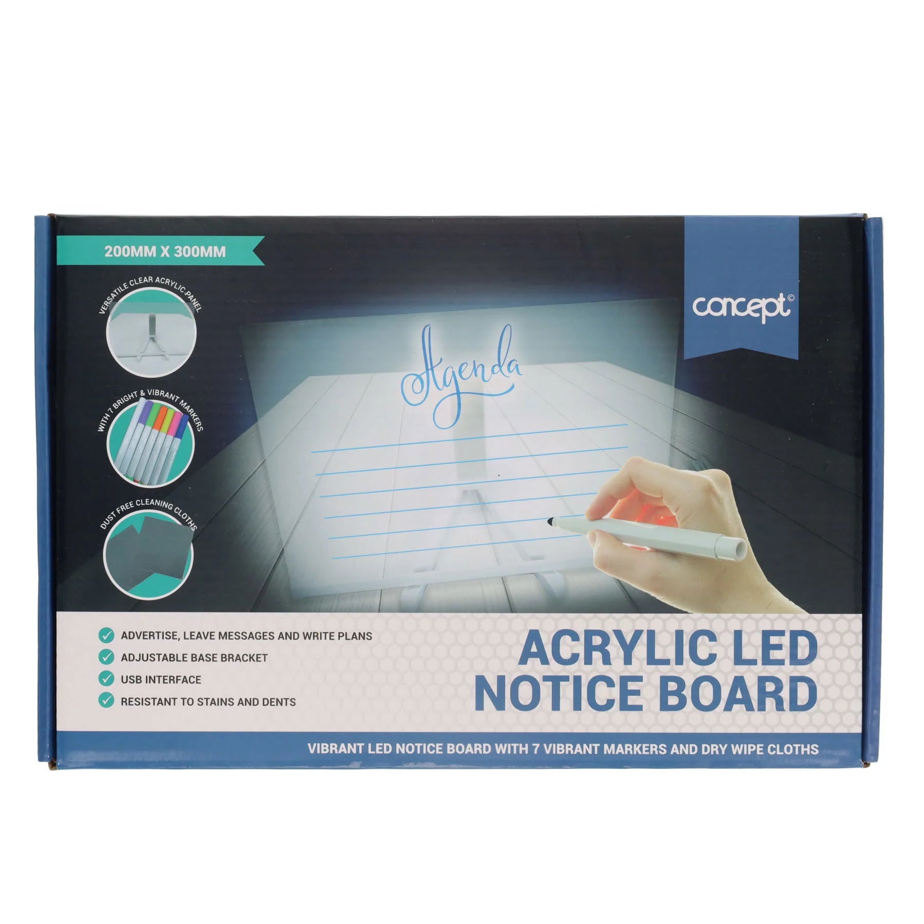Concept Acrylic LED Notice Board 200mmx300m