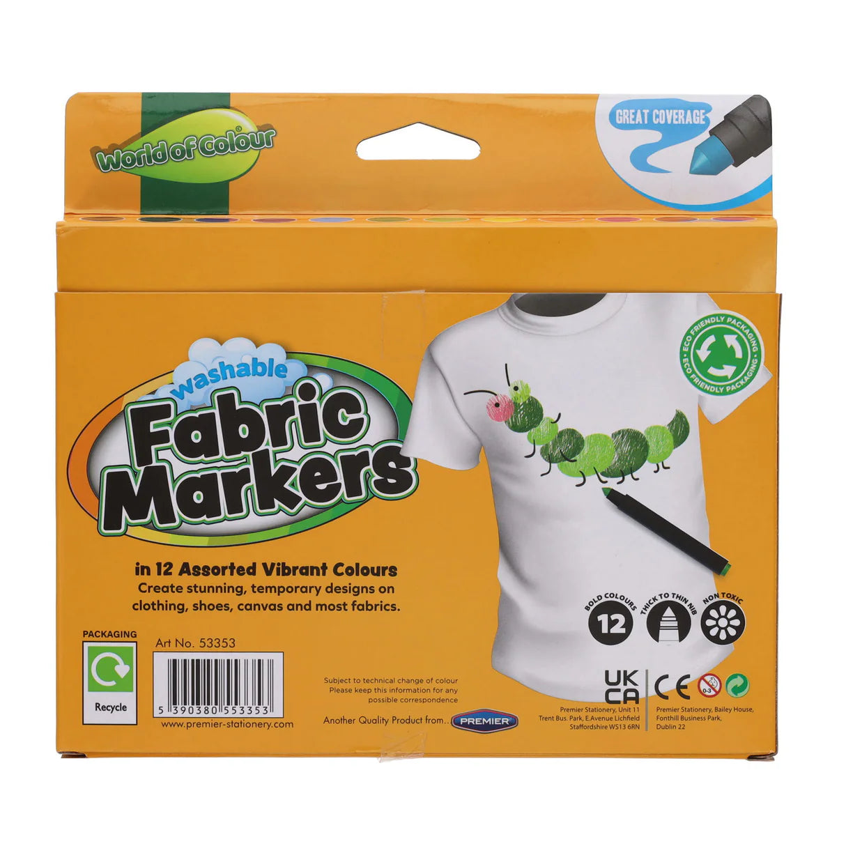 Washable Fabric Markers - Pack of 12