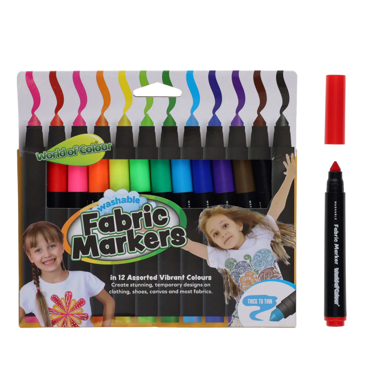 Washable Fabric Markers - Pack of 12