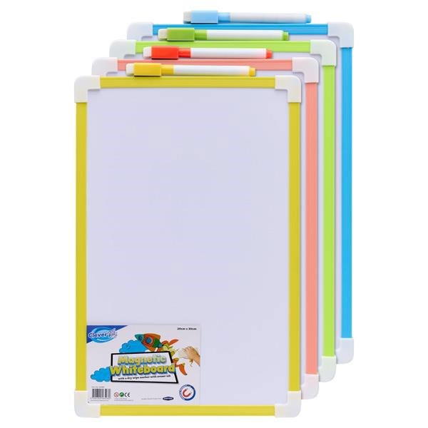 Clever Kidz Magnetic Dry Wipe Whiteboard  4 Asst