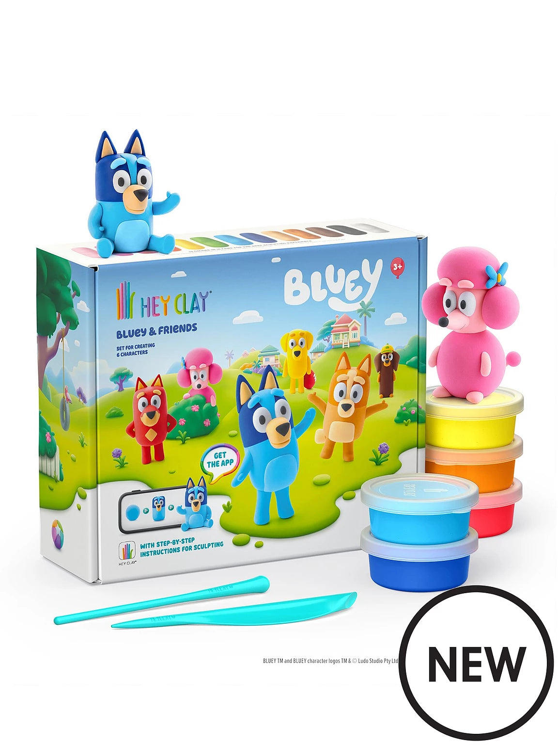 Hey Clay Bluey and Friends 15 Cans - 2 Sculpting Tools