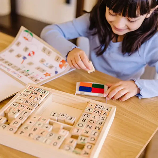 Childrens wooden stamp set shop