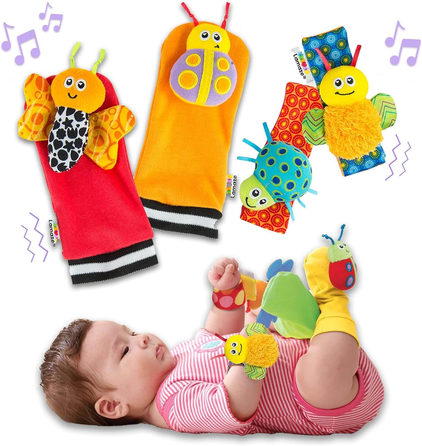 Lamaze Baby Foot and Wrist Rattle Set