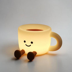 Cute Coffee Cup Silicone Night Light – Tap Control Lamp