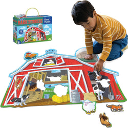 Peaceable Kingdom Shiny Barn Buddies Floor Puzzle - Farm Animal Puzzle for Kids Ages 3 and Up