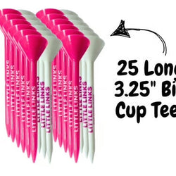 Big Cup Golf Tees - 25 Pack - Pink & White