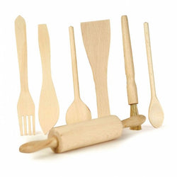 Set of 7 Wooden Kitchen Utensils