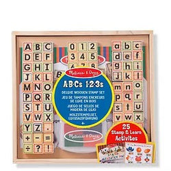 Melissa & Doug Deluxe Wooden Stamp Set ABC 123