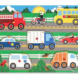 Melissa and Doug Vehicles Wooden Peg Puzzle 8 Pieces