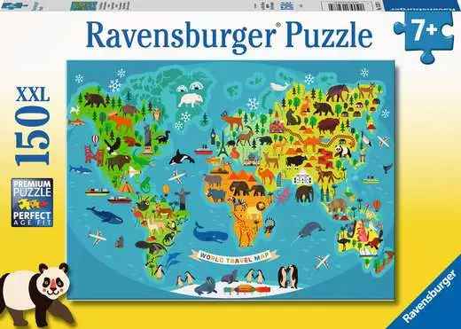 Children’s Puzzle Animal World Map - 150 Pieces Puzzle