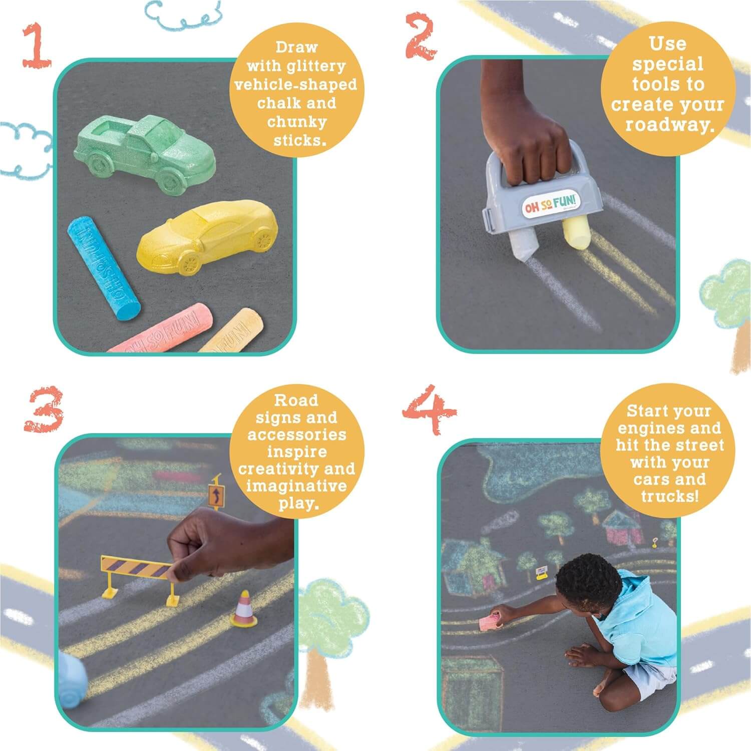 Oh So Fun! Cars and Trucks  Chalk Set