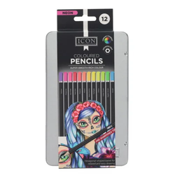 Icon Coloured Pencils Neon 12 Pack