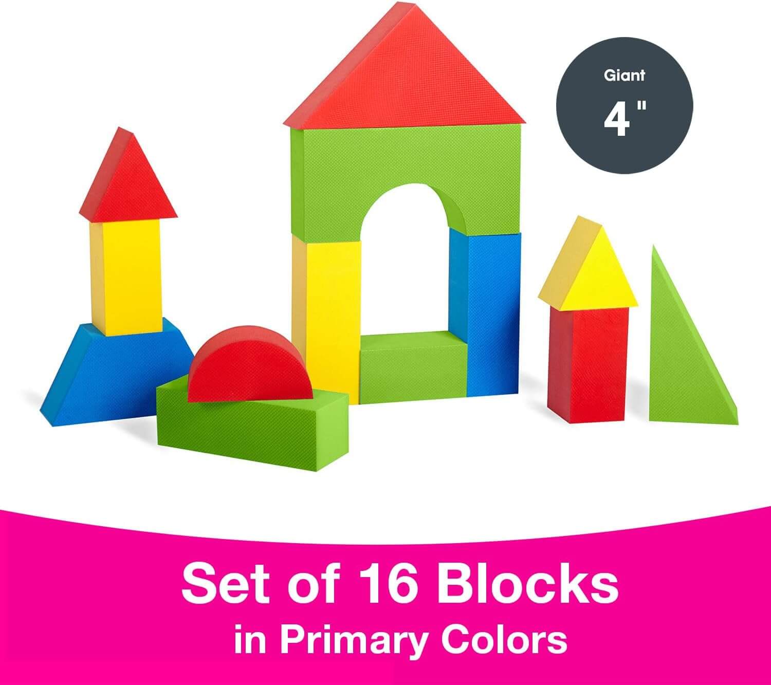 Edushape Giant Colour Edu-Blocks 16-Piece | Soft Foam Building Blocks