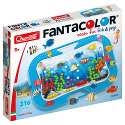 Quercetti Fantacolor Ocean Fun Fish & Pegs – 316 Piece Creative Peg Play Set
