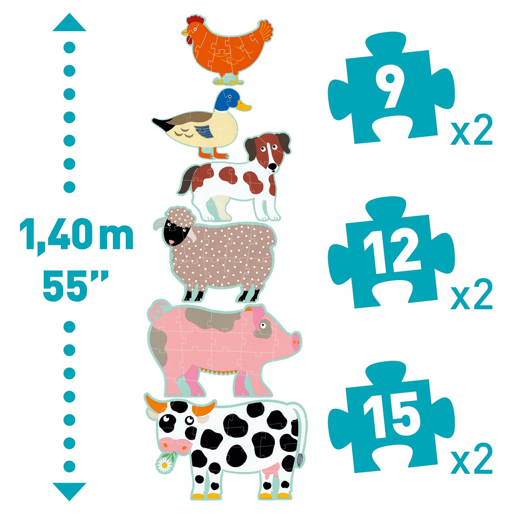 Farm Animal Jigsaw Puzzle  Djeco 6 in 1 set