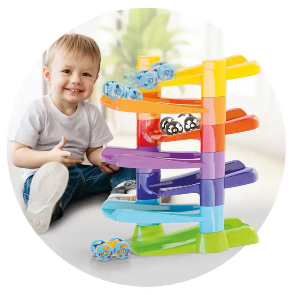 Quercetti Flip Car Racetrack – Dynamic Flip Ramp Racing Toy