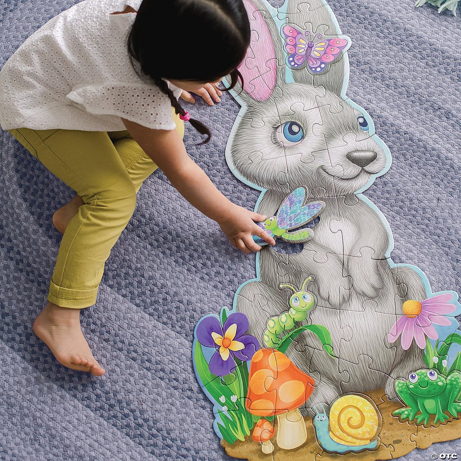 Peaceable Kingdom Shimmery Bunny Shaped 41 Piece Floor Puzzle