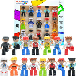 Playmags Large Magnetic Figures Community Set, 15 Pieces, 7.6 cm Toy People, Magnetic Toy Building Blocks
