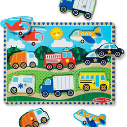 Melissa and Doug Vehicles Wooden Peg Puzzle 8 Pieces
