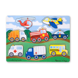 Melissa and Doug Vehicles Wooden Peg Puzzle 8 Pieces