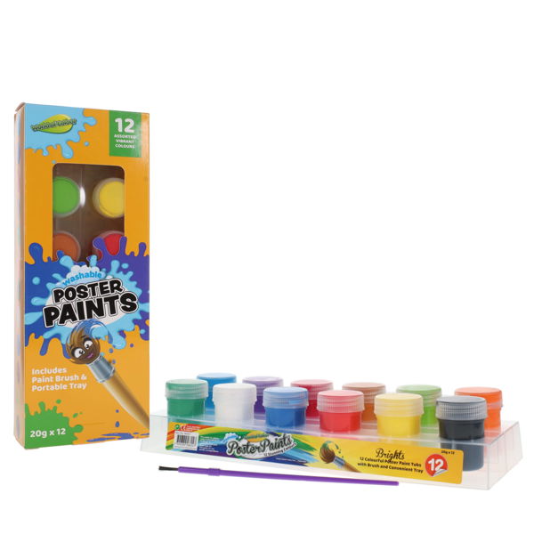 12 Poster Paint Tubs with Brush