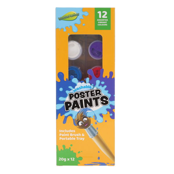 12 Poster Paint Tubs with Brush