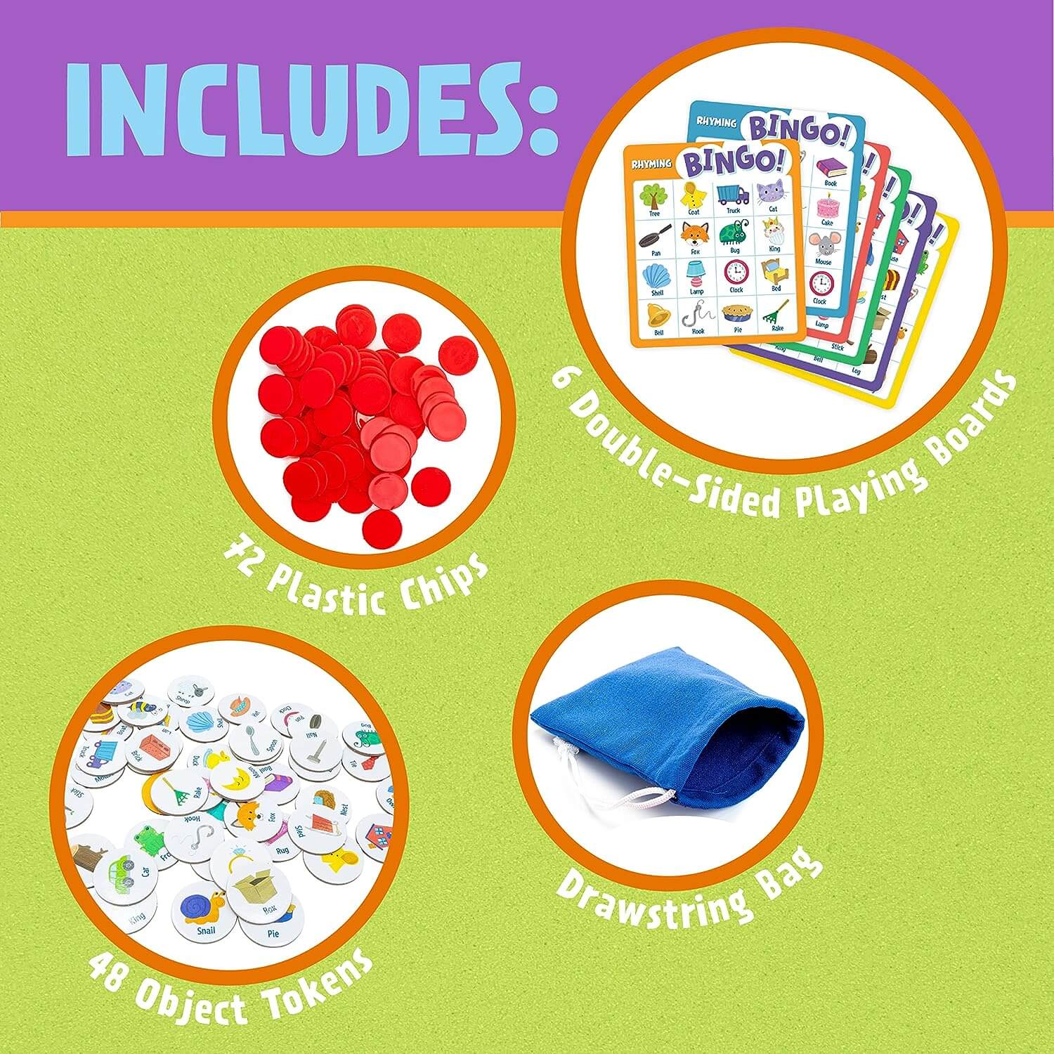 Peaceable Kingdom Rhyming Bingo - Reading and Learning Game