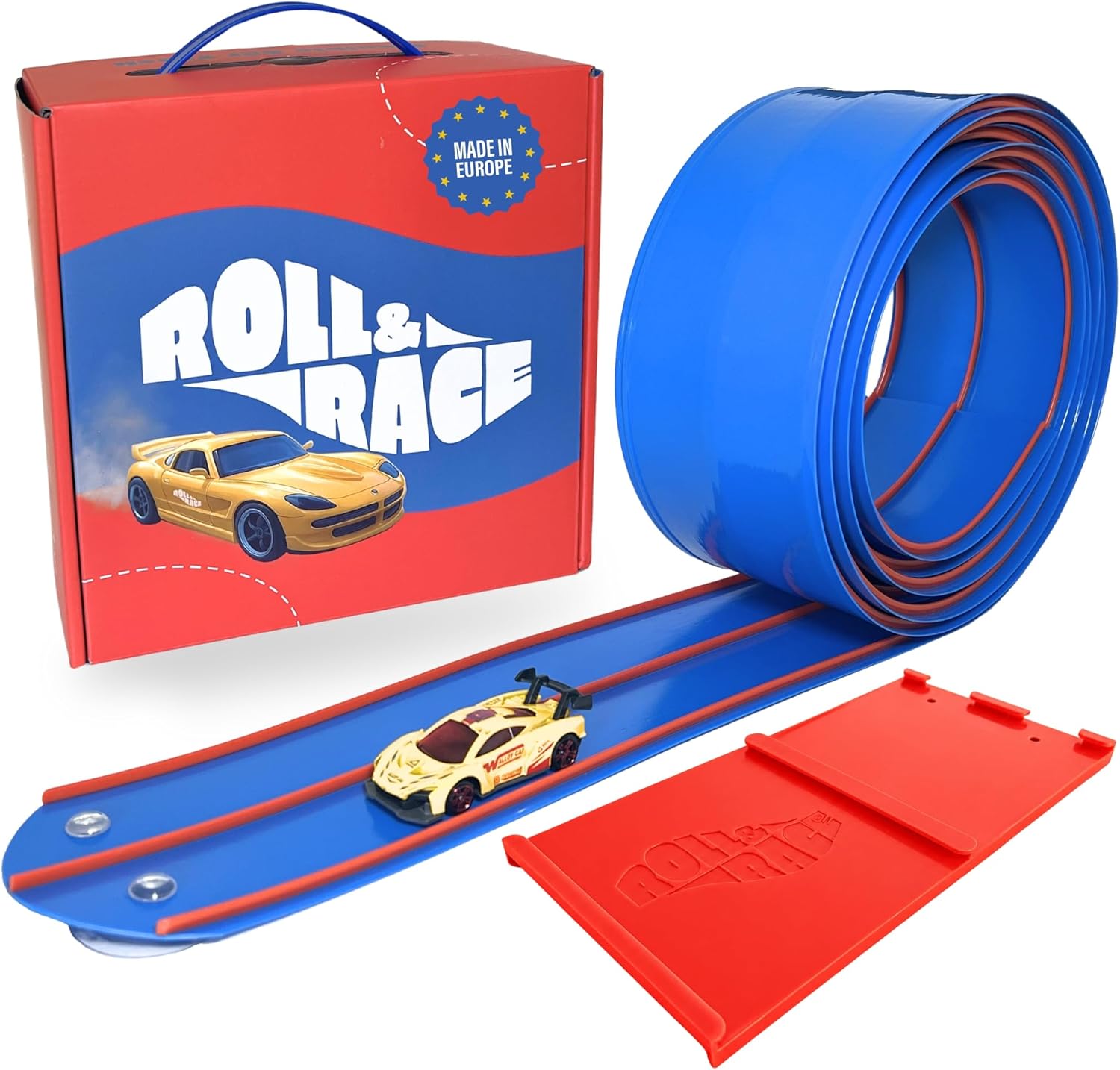 Roll & Race Flexible Car Track 4m – Viral Suction Cup Race Track for Toy Cars