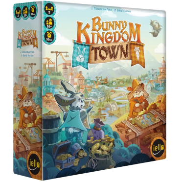 Bunny Kingdom Town board game box featuring two bunnies looking at a map with a town in the background.