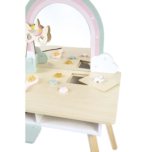 Unicorn wooden dressing table and accessories