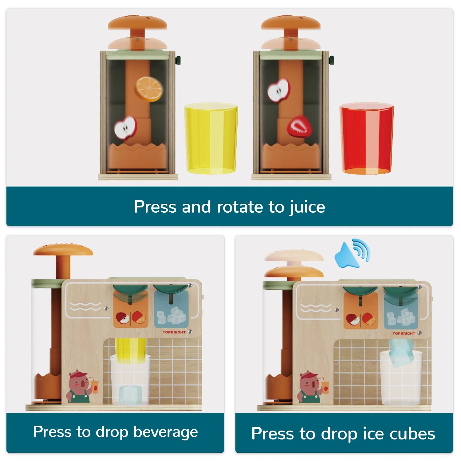 Juice Boutique Wooden Imaginative Food Play Set Top Bright