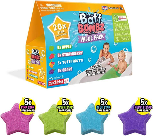 20 x Star Bath Bombs Value Pack Baff Bombz