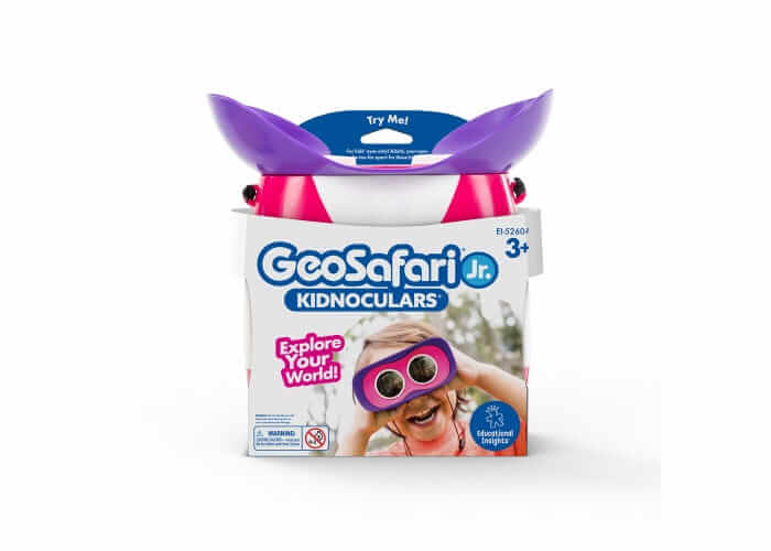 Learning Resources GeoSafari Jr. Kidnoculars – Compact Shock Proof First Binoculars for Kids (Pink)