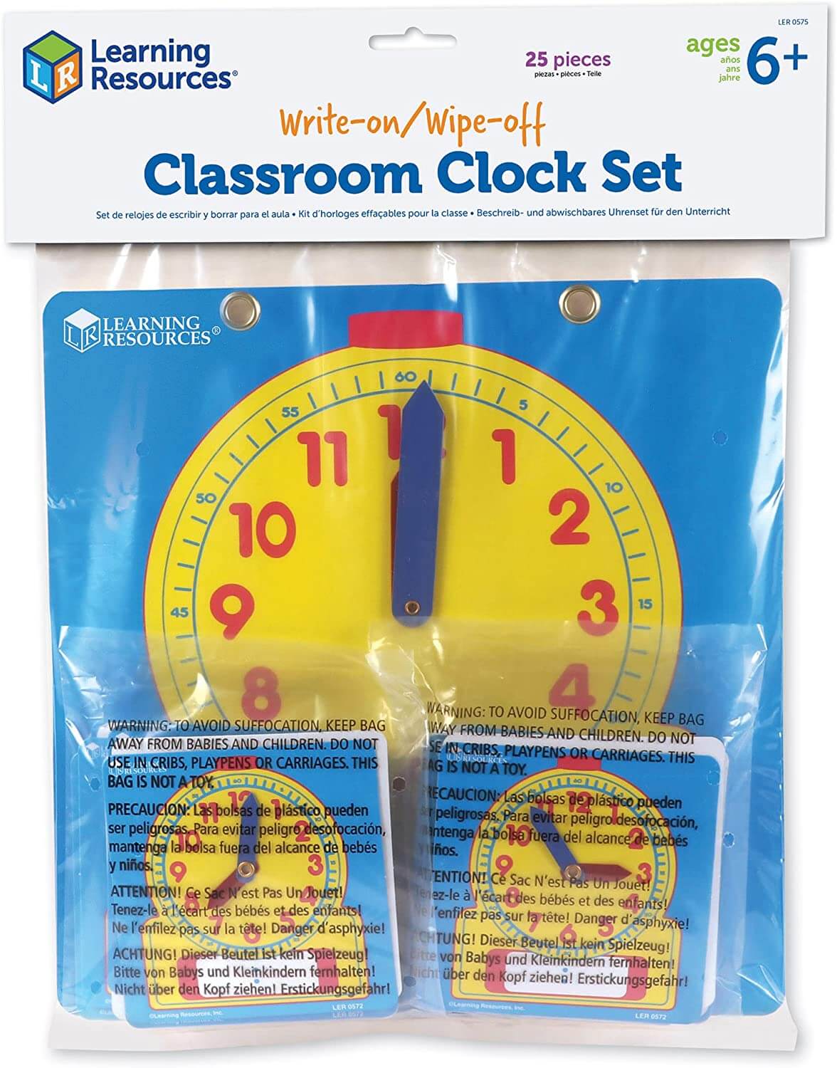 Write On Wipe Off Classroom Clock Set - Learning Resources