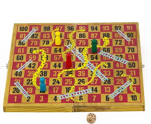 Snakes & Ladders - Handcrafted Wooden Game