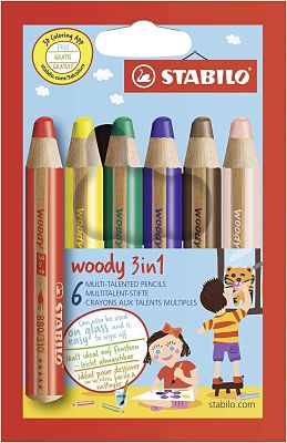 Stabilo Woody 3 in 1 Colouring Pencils 6 pack