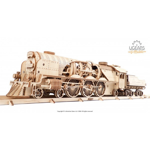 UGears V-Express Steam Train with Tender - Mechanical 3D Puzzle