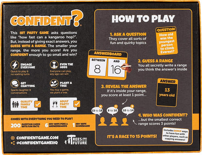 CONFIDENT? Party Game - A Quiz Game with a Brilliant Twist - Adults, Kids, Families & Teenagers
