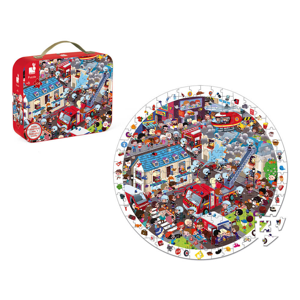 Round Observation Puzzle Fireman 208 Pieces