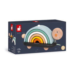 Janod Rainbow Turtle Stacking Arches and Pull Along Toy