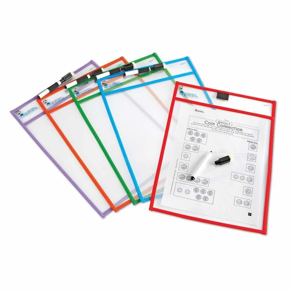 Write and Wipe-Clean Pockets (Set of 5)